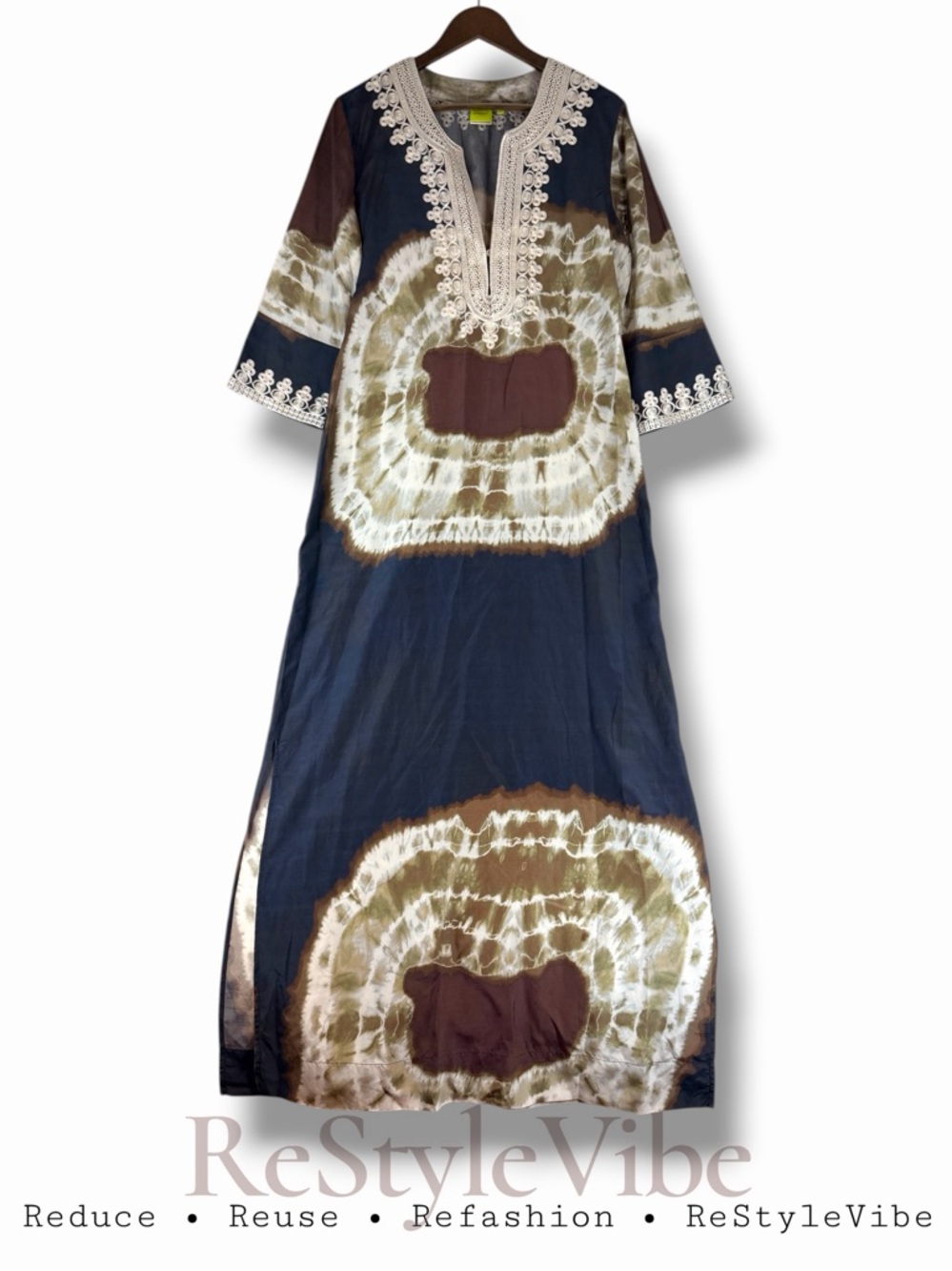 CRAIG TAYLOR Women’s Size M Dress Maxi Lily Style Tie Dye Silk/Cotton Blend